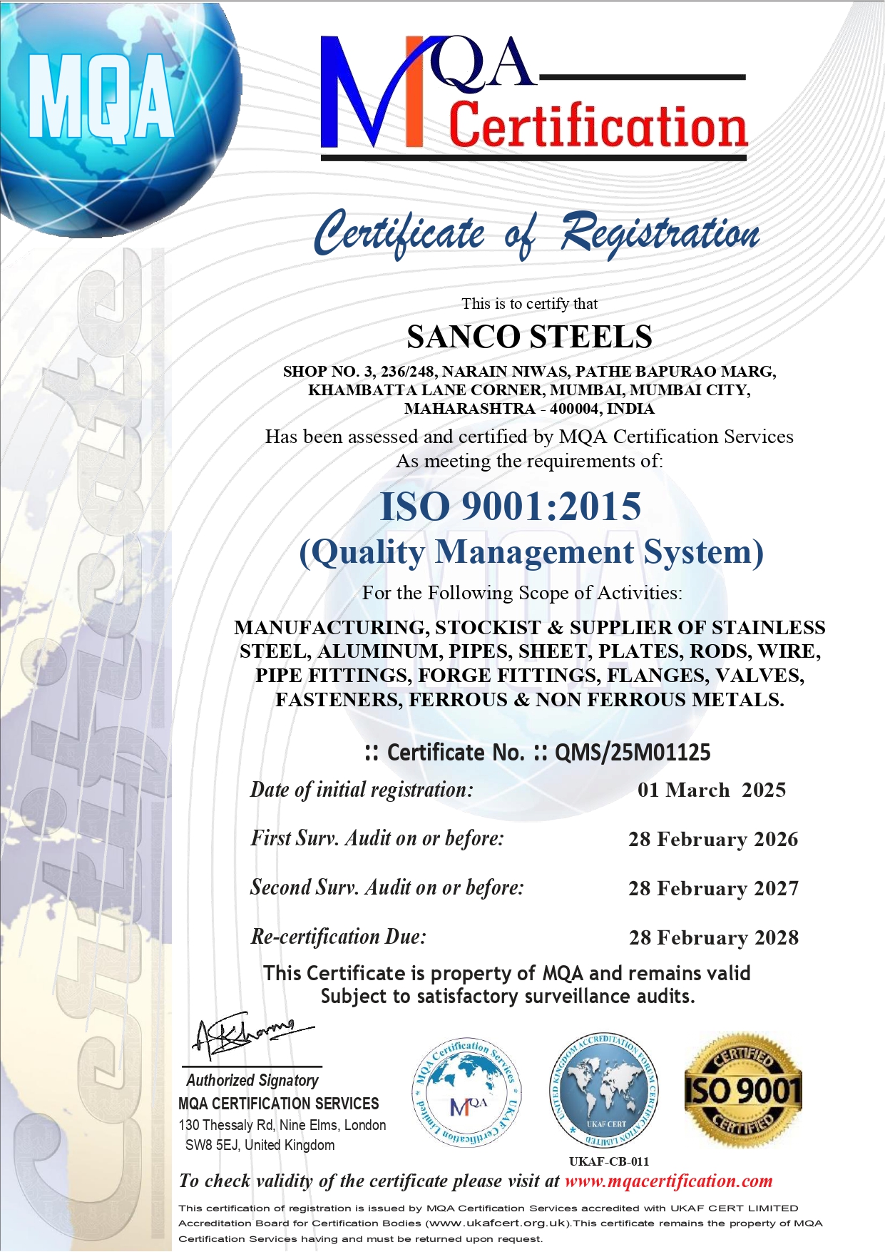 ISO Certificate